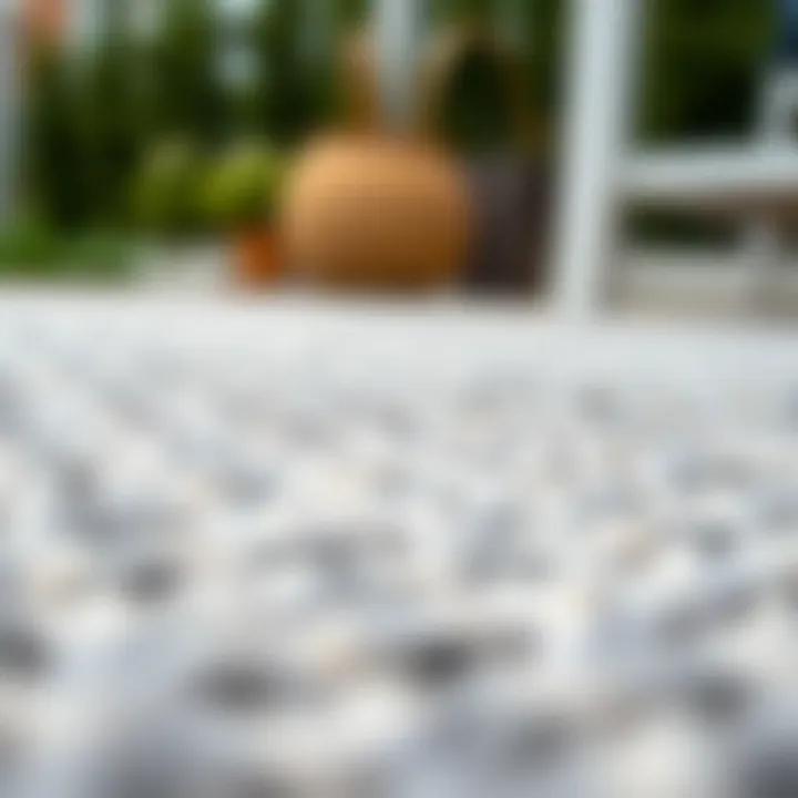 Close-up of a gray patio rug showcasing texture and material