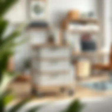 Efficient Organization in Home Office Settings Organized 3-drawer cart used in a home office