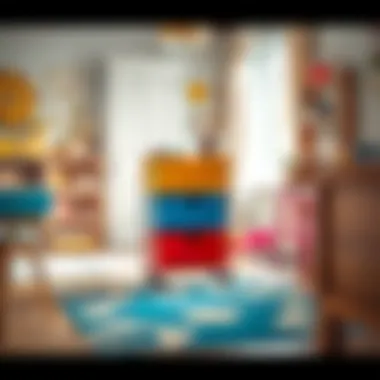 Fun and Functional for Kids' Spaces Colorful 3-drawer storage cart in a child's playroom