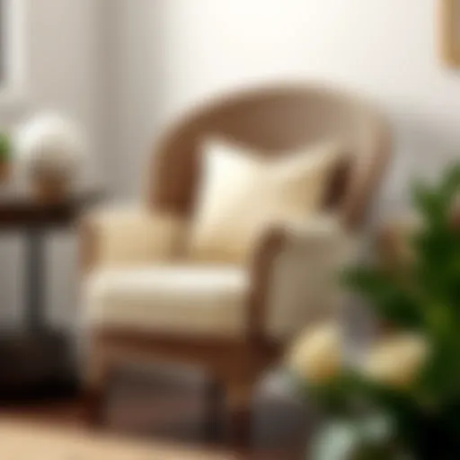 Stylish Wicker Chair with Slip Cover Elegant wicker chair adorned with a stylish slip cover