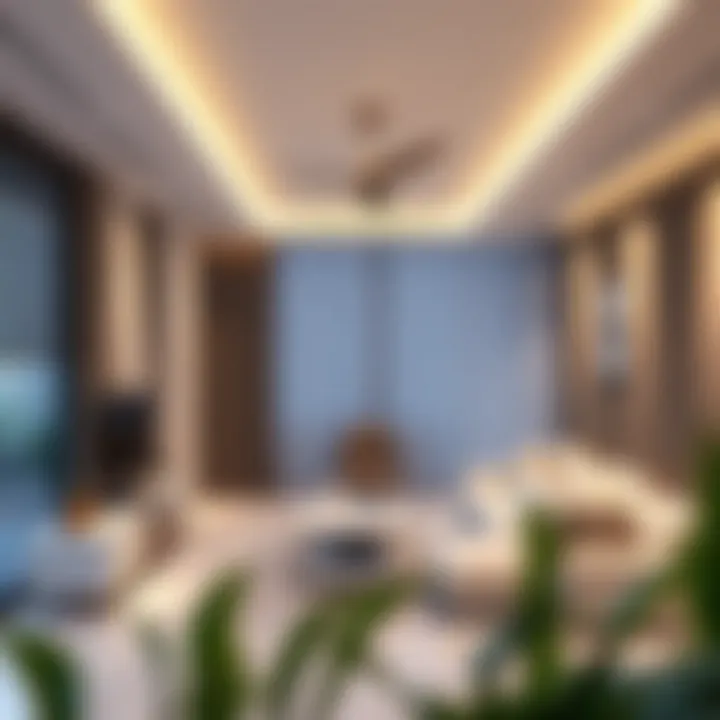 Elegant LED track lighting in a modern living room