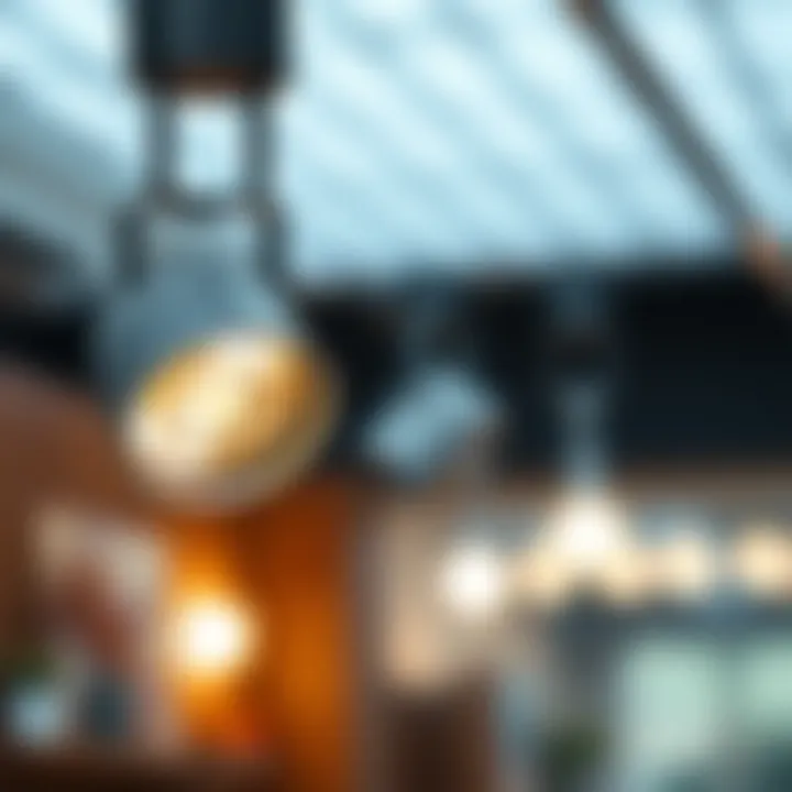 Close-up of LED track lighting showcasing energy efficiency technology