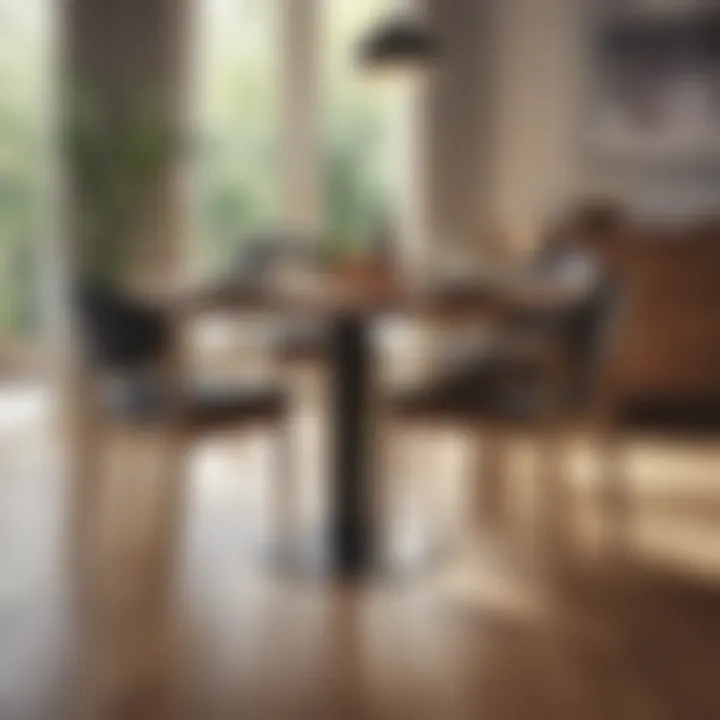 Contemporary dining space featuring a round pedestal table