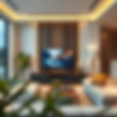 Contemporary design showcasing countertop television in home environment