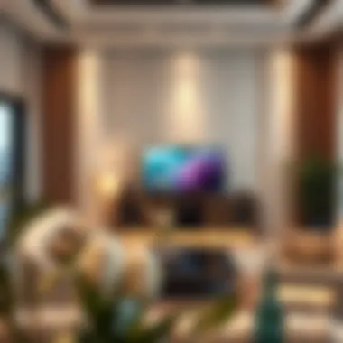 Elegant integration of a countertop television within interior decor