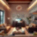 Modern countertop television in a chic living room setting