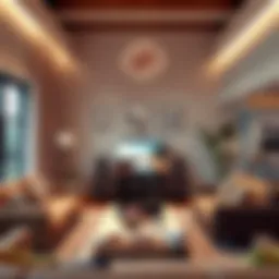 Modern countertop television in a chic living room setting