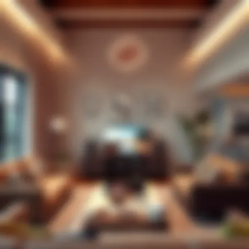 Modern countertop television in a chic living room setting