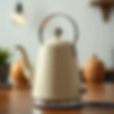 Close-up of a cream kettle highlighting its glossy finish