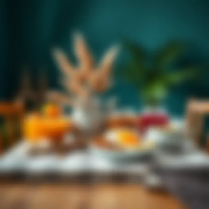 Stylish Breakfast Arrangement with Color Harmony A harmonious color palette showcasing a stylish breakfast arrangement