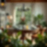 Elegant Breakfast Table with Nature Elements Elegant breakfast table set with natural elements and greenery