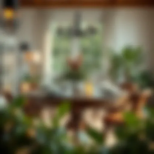 Elegant Breakfast Table with Nature Elements Elegant breakfast table set with natural elements and greenery