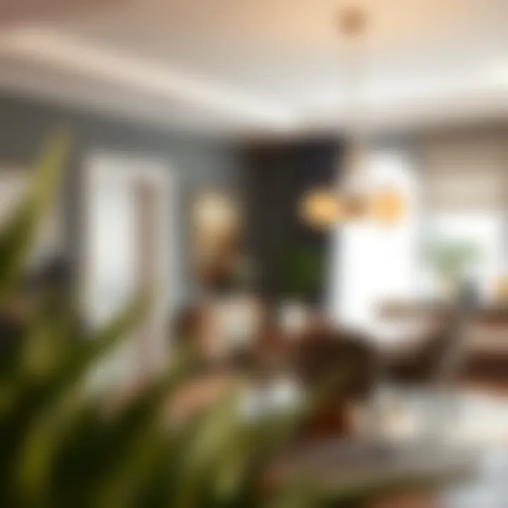 Elegant Dining Space Elegant dining area featuring stylish furniture and lighting