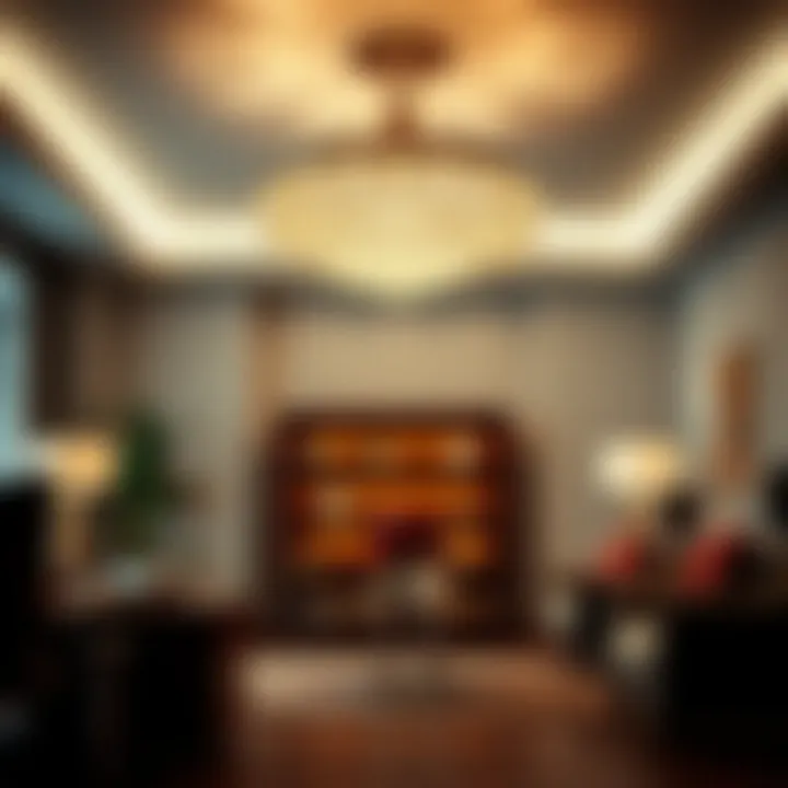 Artistic ceiling lamp as a statement piece in a stylish office