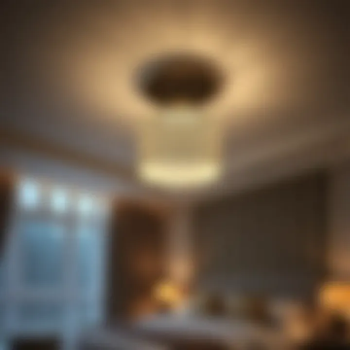 Luxurious ceiling fixture casting soft light in an elegant bedroom