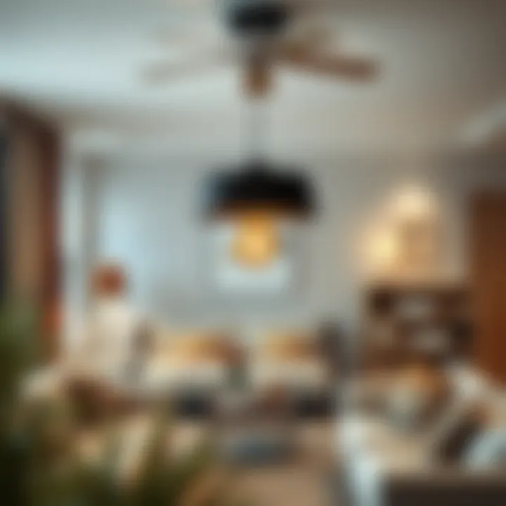 Minimalist pendant light in a cozy living space