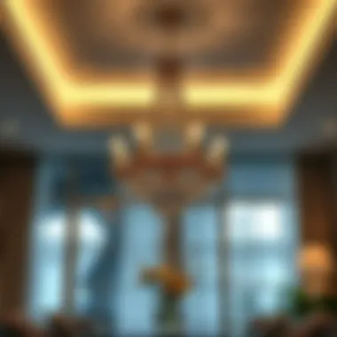 Sophisticated chandelier illuminating a modern dining room