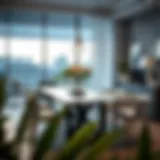 Stylish counter height table set in a modern dining area