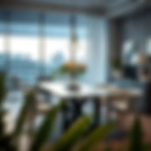 Stylish counter height table set in a modern dining area