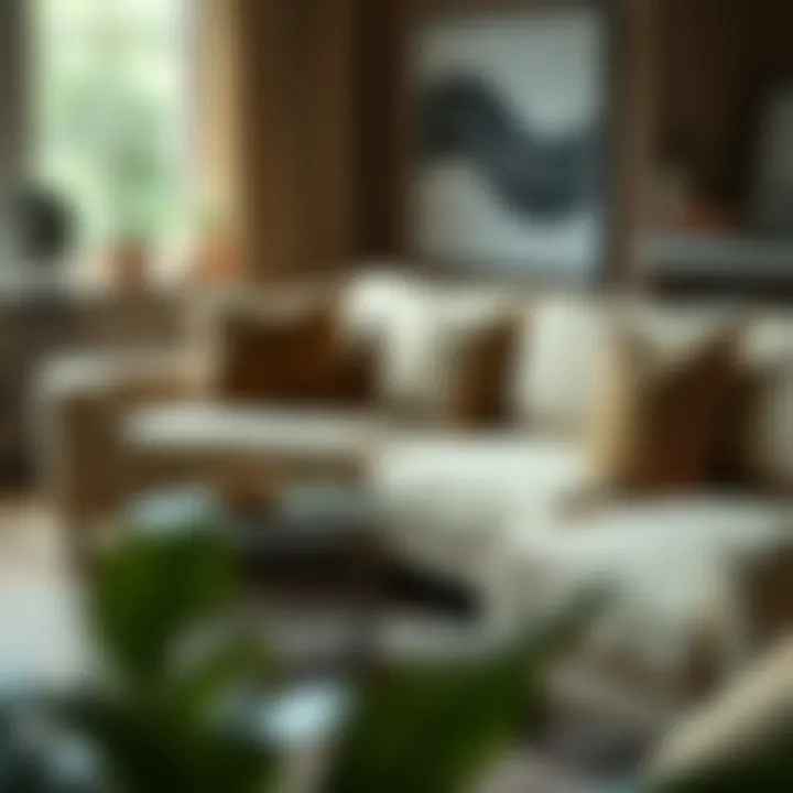 Cozy L-shaped couch with decorative cushions