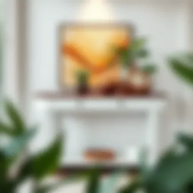 Chic Console Table with Decorative Accents Chic console table adorned with decorative accents and plants