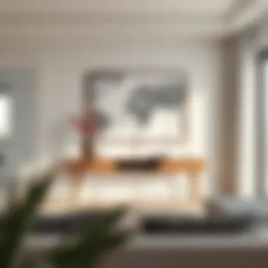 Elegant Minimalist Console Table Elegant minimalist console table in a contemporary living room