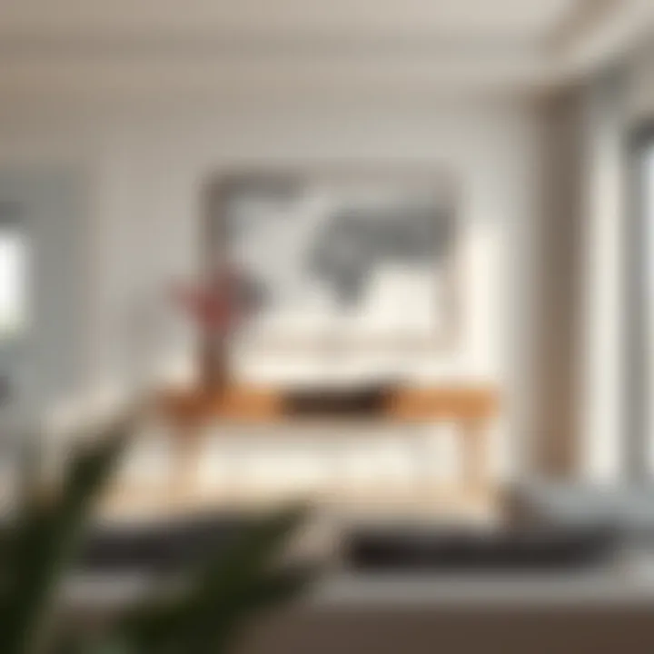 Elegant Minimalist Console Table Elegant minimalist console table in a contemporary living room