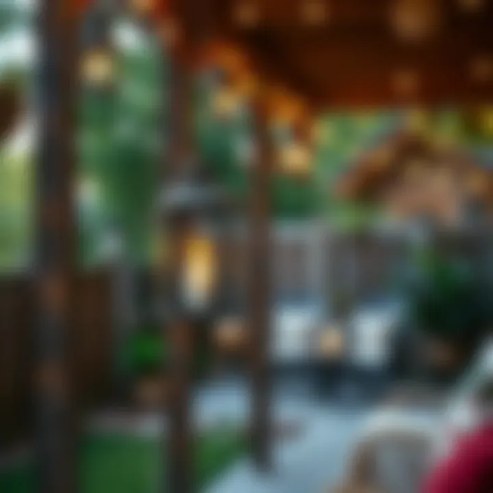 Rustic lanterns adorning a backyard space
