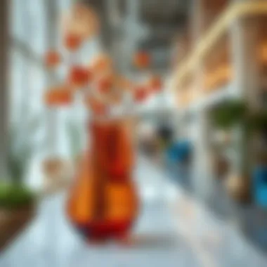 Amber Bud Vases in Commercial Space Amber bud vases in a commercial interior space