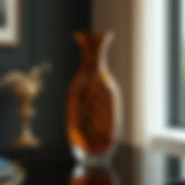 Elegant amber bud vase showcasing intricate design