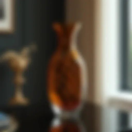 Elegant amber bud vase showcasing intricate design