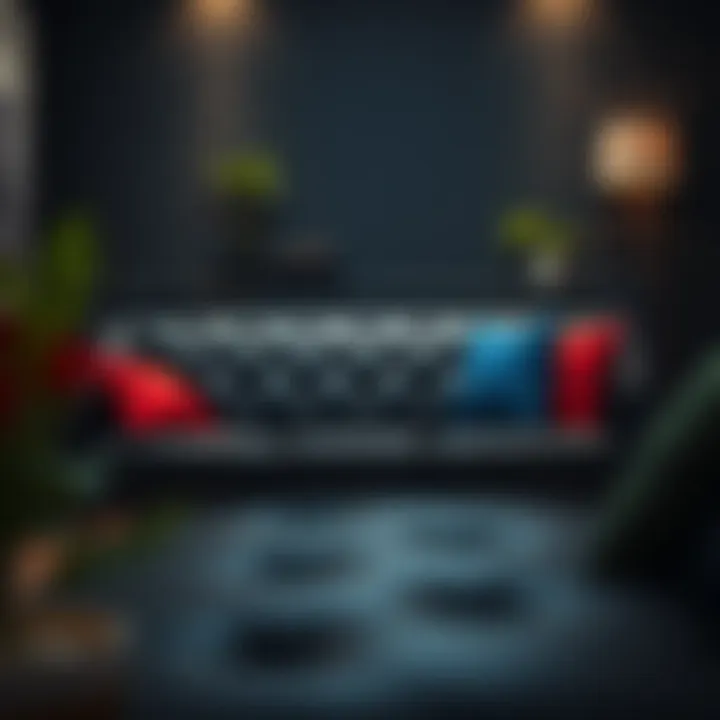 Aesthetic contrast of black leather sofa with vibrant cushions