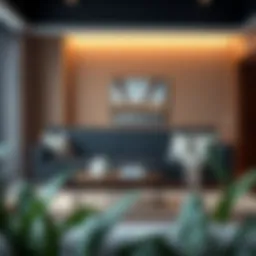 Elegant black leather tufted sofa set in a modern living room