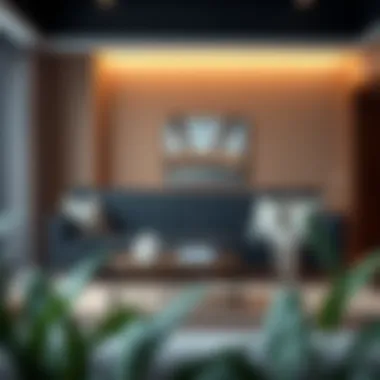 Elegant black leather tufted sofa set in a modern living room