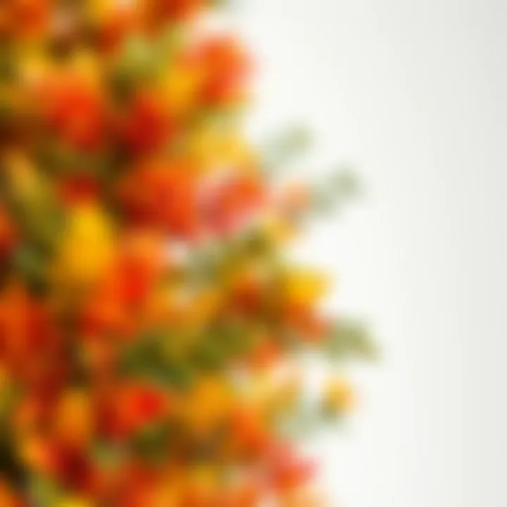 Close-up of colorful foliage on an artificial tree