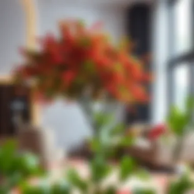 Stylish living room featuring an artificial tree as a focal point