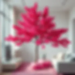 Vibrant artificial tree showcasing modern interior design