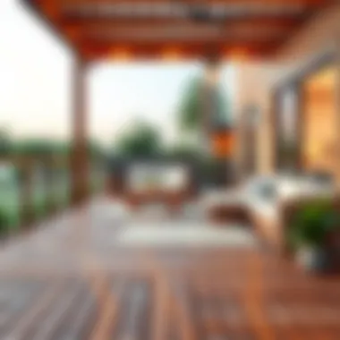 Sleek wooden patio deck