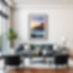 Elegant display of a framed poster in a modern living room