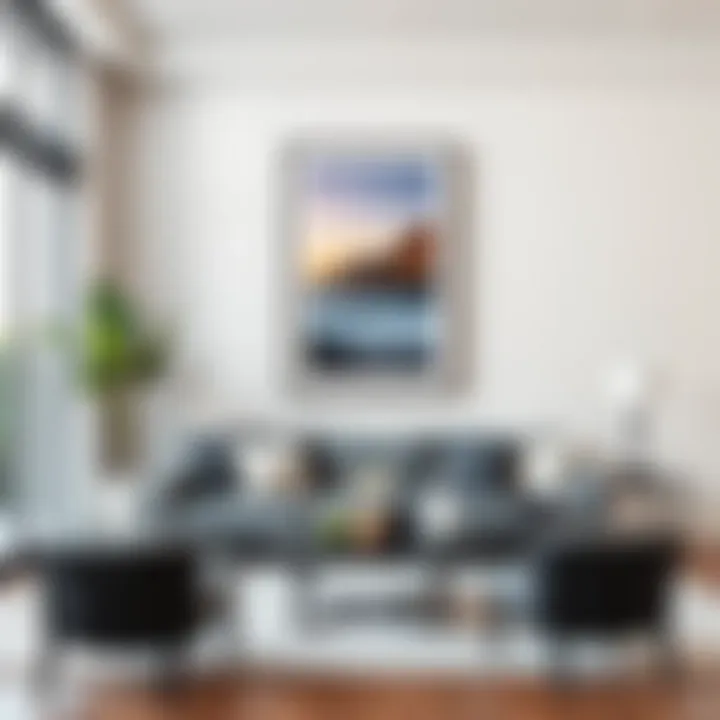 Elegant display of a framed poster in a modern living room
