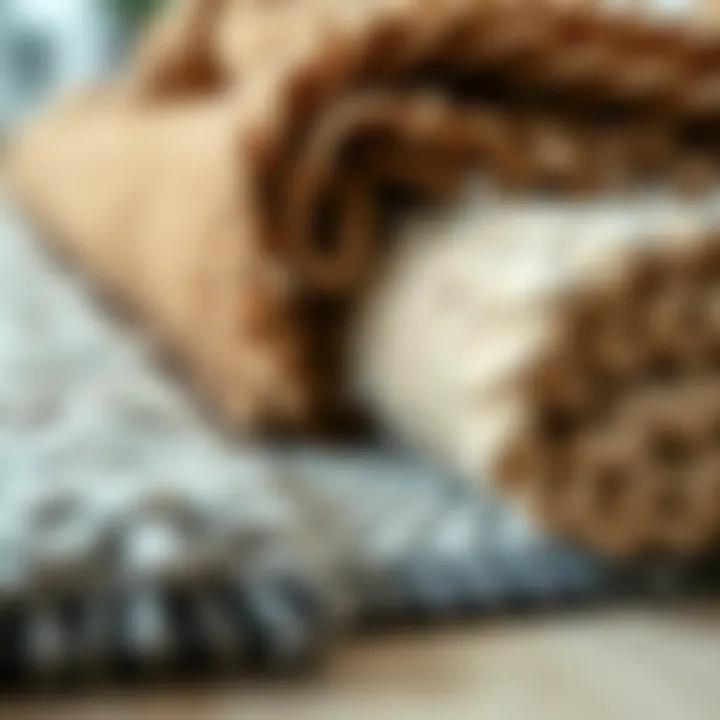 Close-up of various materials used in under rug mats