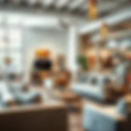 Stylish modern living room furniture display in Tampa store