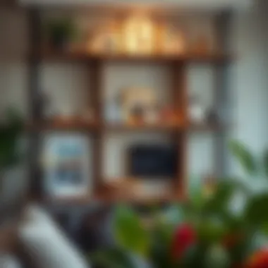 Beautifully curated decorative shelf with personal mementos