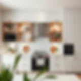 Contemporary Open Shelving Design Contemporary kitchen cabinet arrangement showcasing open shelving and minimalist design.