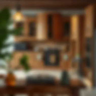 Rustic Wood Cabinet Elegance Rustic kitchen cabinet layout featuring warm wood tones and vintage accents.