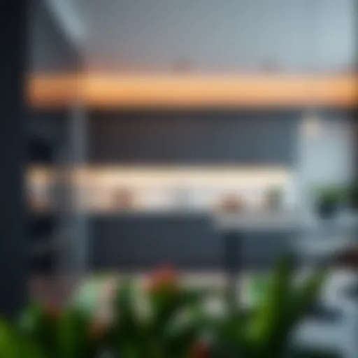 Modern kitchen with sleek cabinetry and innovative lighting