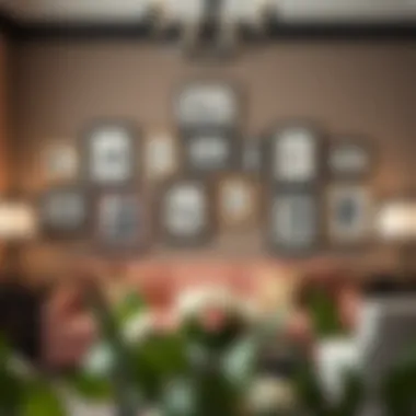 Elegant arrangement of metal family tree frames highlighting personal taste