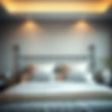 Stylish metal headboard adding a contemporary touch to a king bed