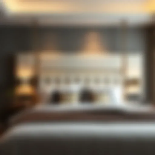 Elegant upholstered headboard in a modern bedroom setting