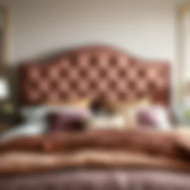 Luxurious velvet headboard paired with chic bedding for a cozy look